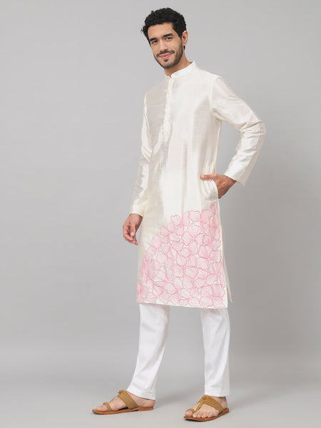Contours Patels Embroidered Silk Kurta by Hilo Design