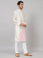 Contours Patels Embroidered Silk Kurta by Hilo Design