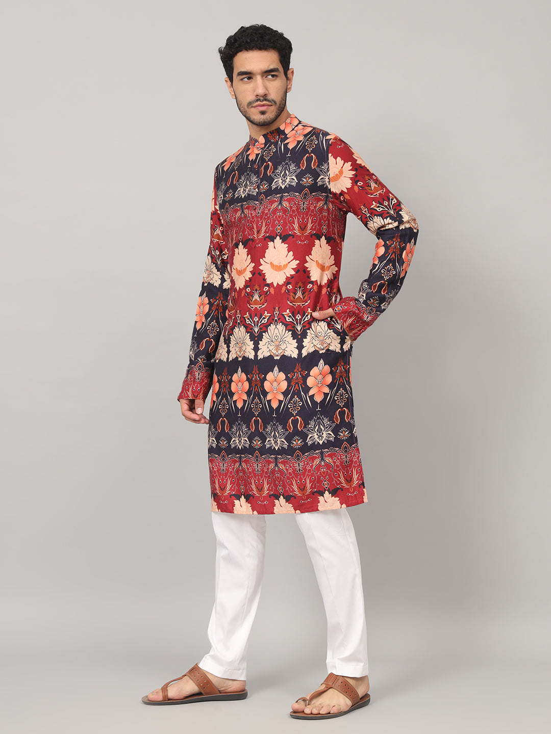 Blossom Print Cotton Kurta by Hilo Design