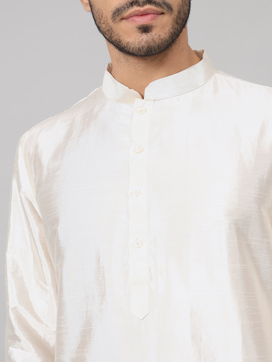 Contours Patels Embroidered Silk Kurta by Hilo Design