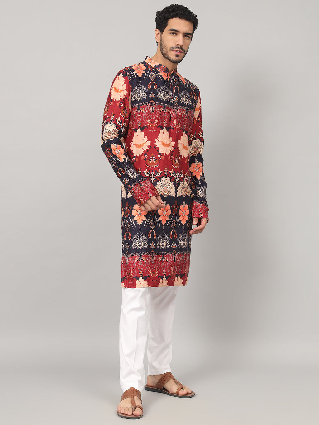 Blossom Print Cotton Kurta by Hilo Design