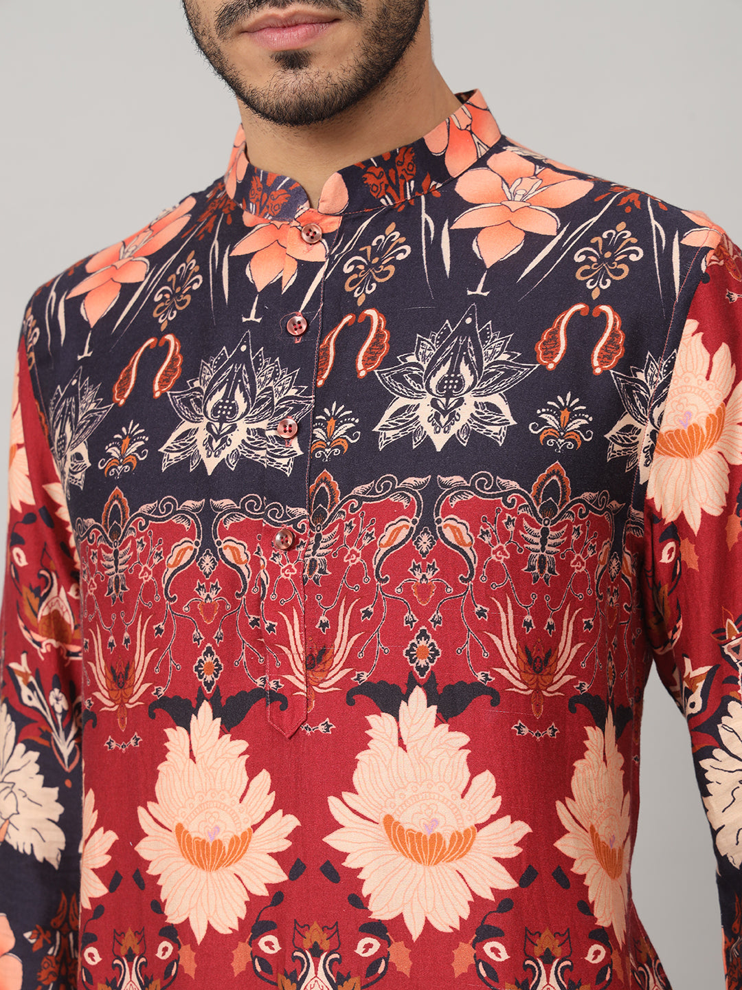 Blossom Print Cotton Kurta by Hilo Design