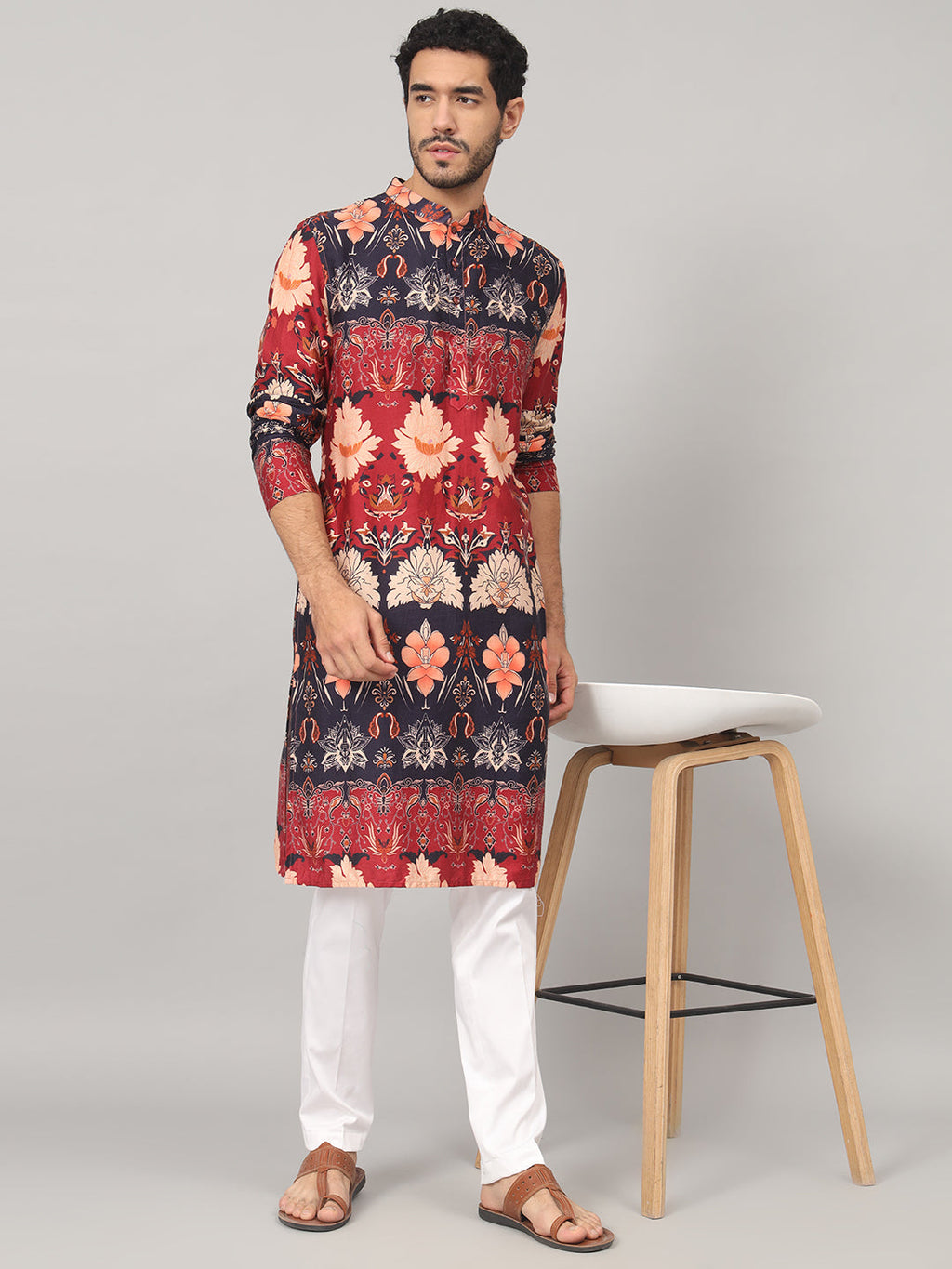 Blossom Print Cotton Kurta by Hilo Design