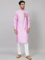 Silk Embroidered Kurta With Twilight Threads by Hilo Design