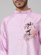 Silk Embroidered Kurta With Twilight Threads by Hilo Design