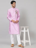 Silk Embroidered Kurta With Twilight Threads by Hilo Design
