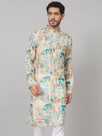 Classic Forest Print Silk Kurta by Hilo Design