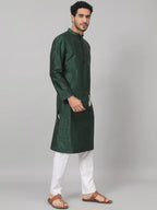 Evergreen Silk Kurta With Patch Embellishments by Hilo Design