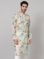 Classic Forest Print Silk Kurta by Hilo Design
