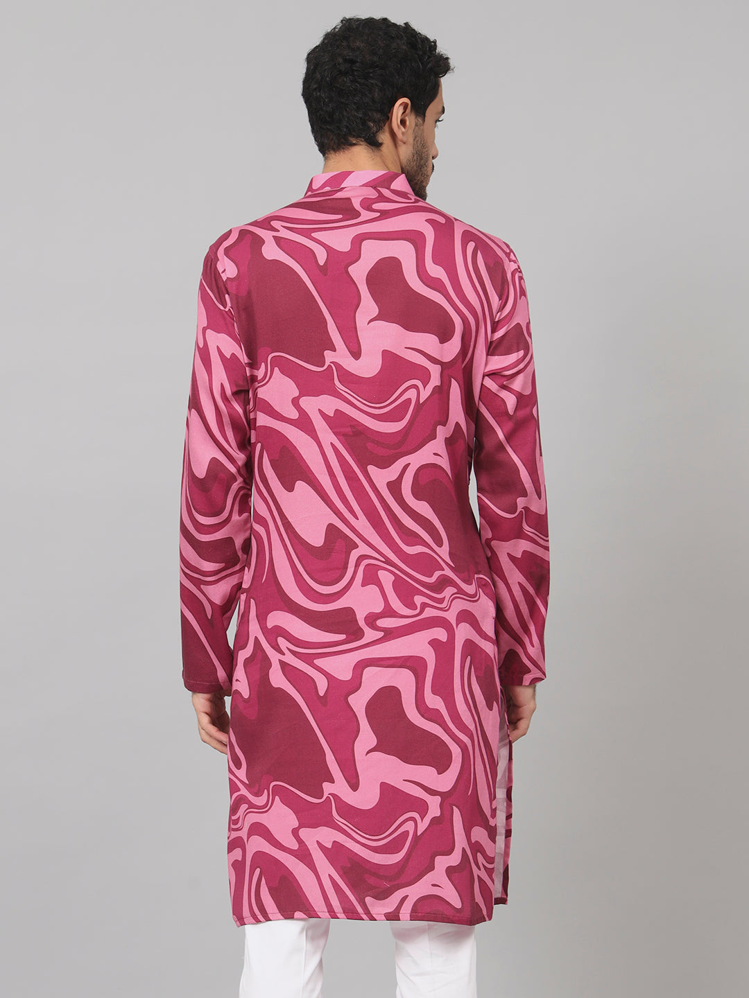 Abstract Marble Print Cotton Kurta by Hilo Design