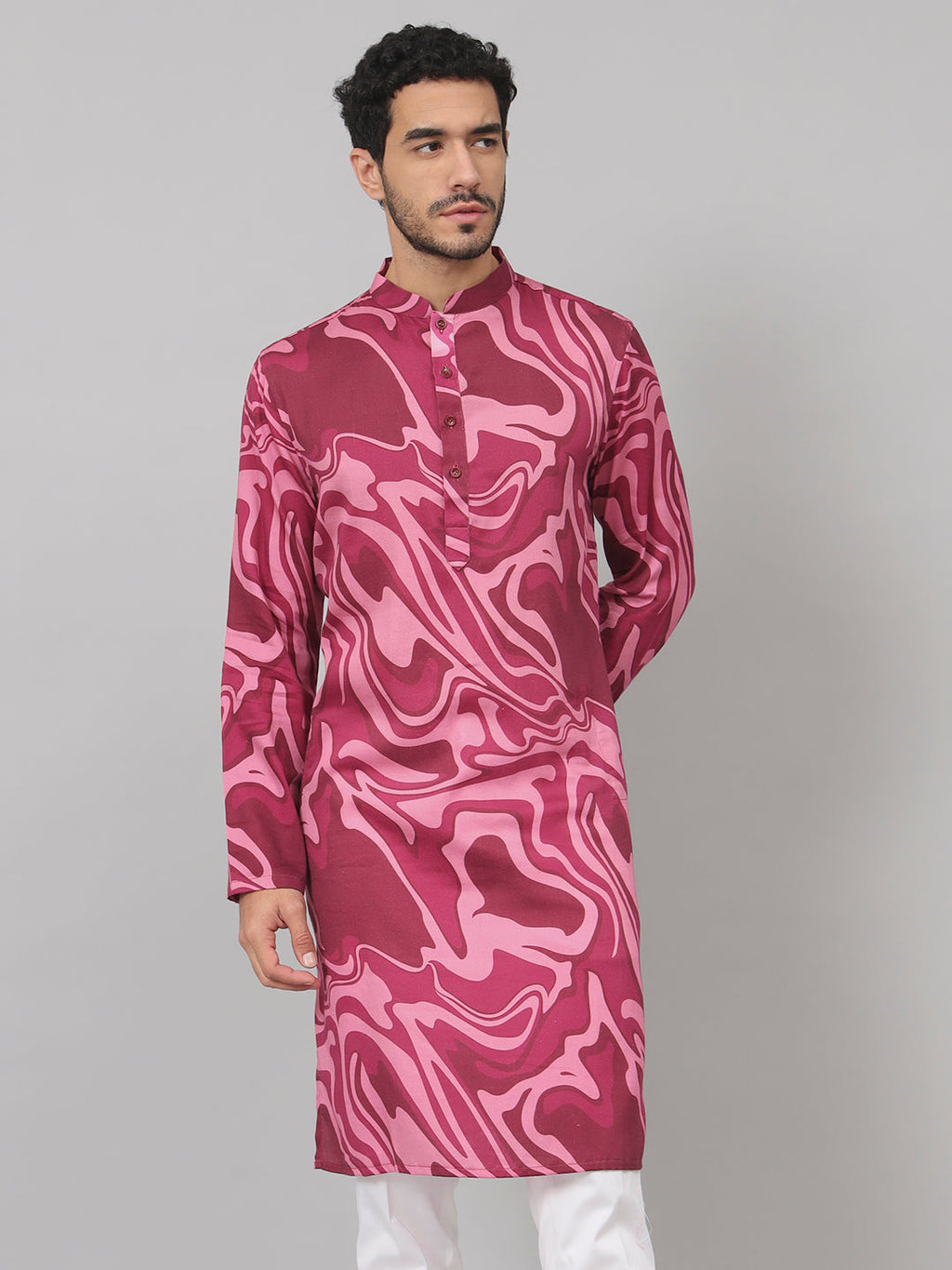 Abstract Marble Print Cotton Kurta by Hilo Design