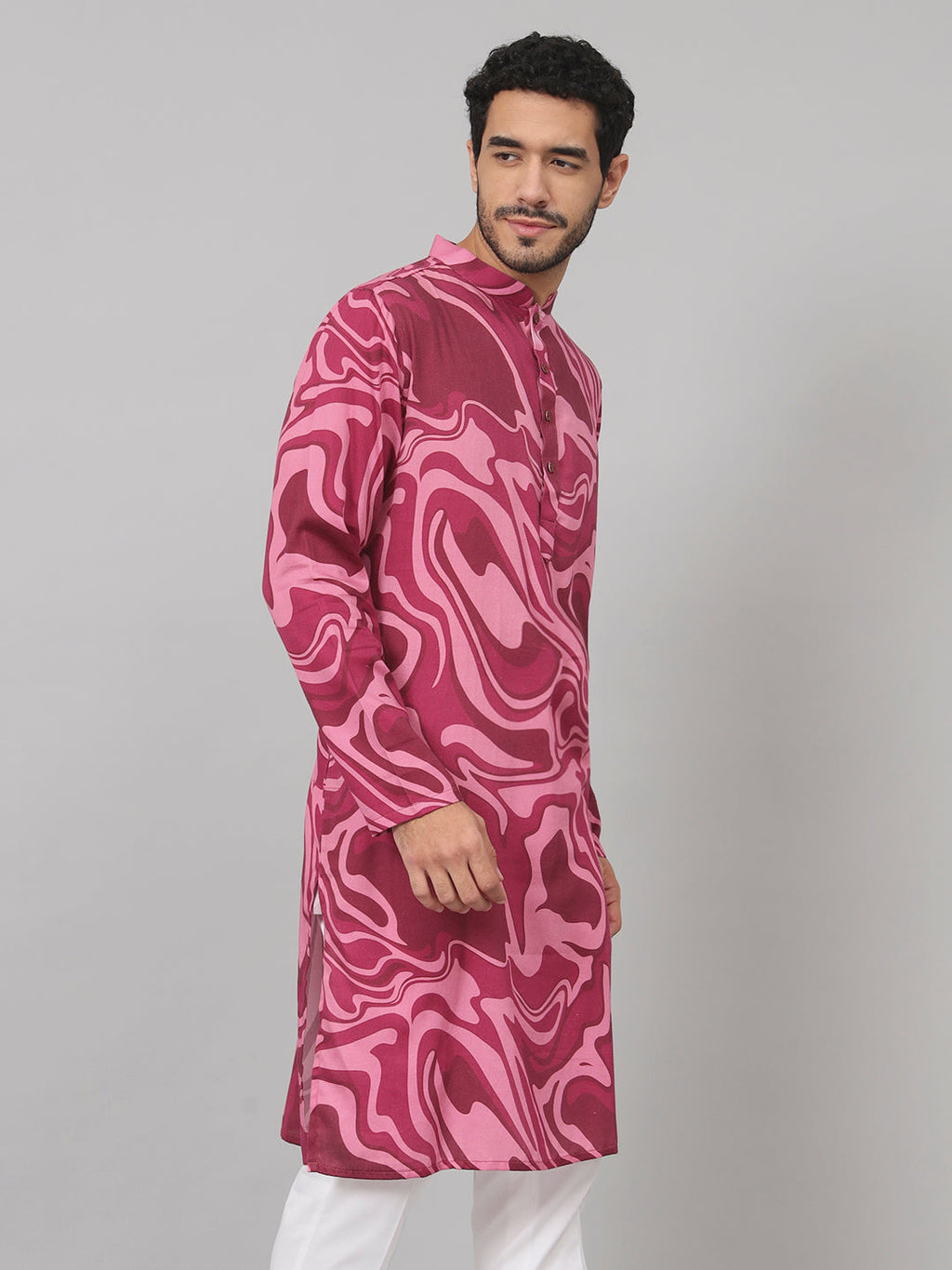 Abstract Marble Print Cotton Kurta by Hilo Design