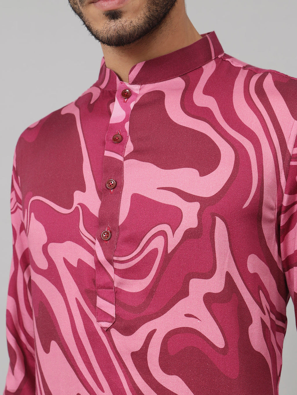 Abstract Marble Print Cotton Kurta by Hilo Design