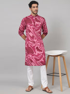 Abstract Marble Print Cotton Kurta by Hilo Design