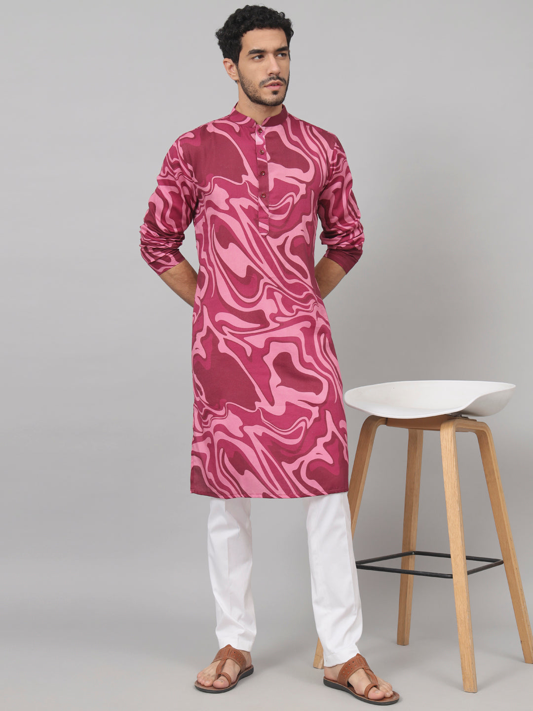 Abstract Marble Print Cotton Kurta by Hilo Design