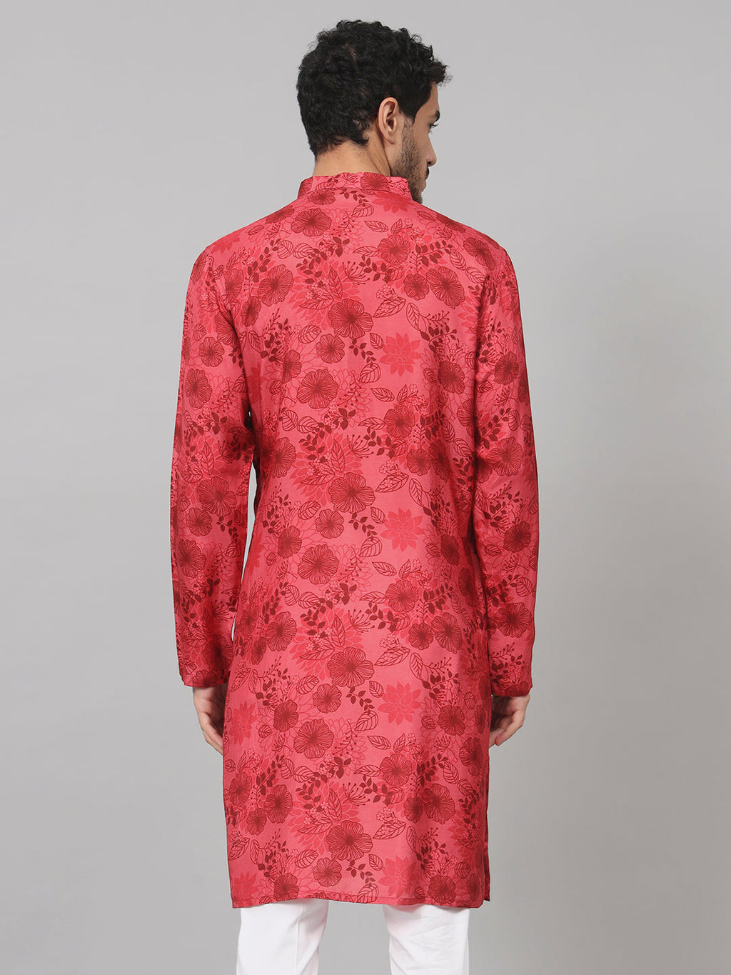 Floral Print Silk Kurta by Hilo Design