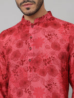 Floral Print Silk Kurta by Hilo Design