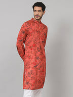Floral Jal Print Silk Kurta by Hilo Design