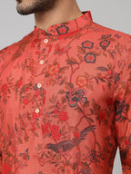 Floral Jal Print Silk Kurta by Hilo Design