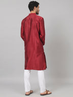Zari Embroidered Silk Kurta by Hilo Design