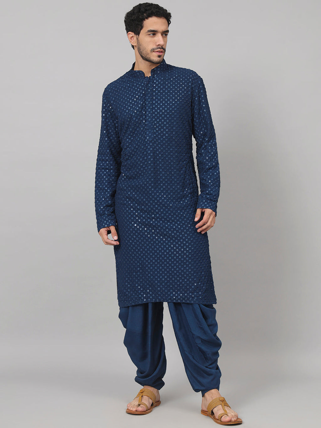Teal Blue Mirror Kurta by Hilo Design