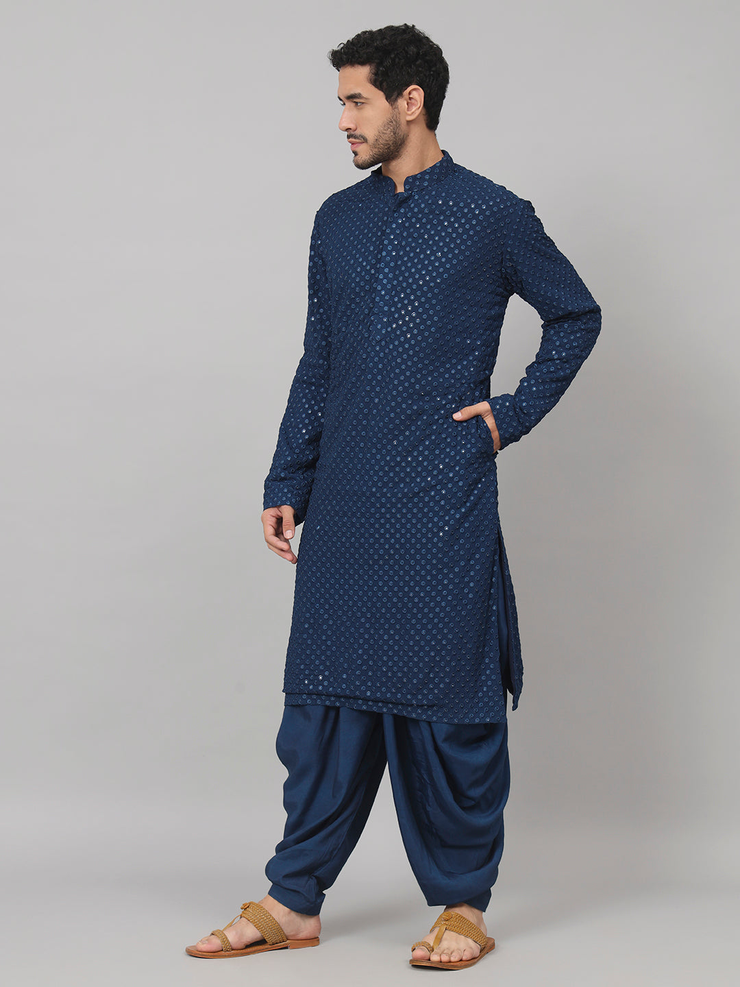 Teal Blue Mirror Kurta by Hilo Design