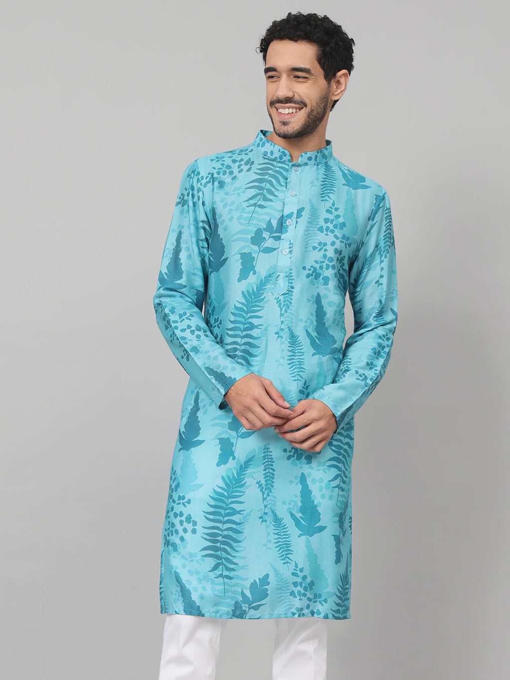 Breezy Leaves Print Cotton Kurta by Hilo Design