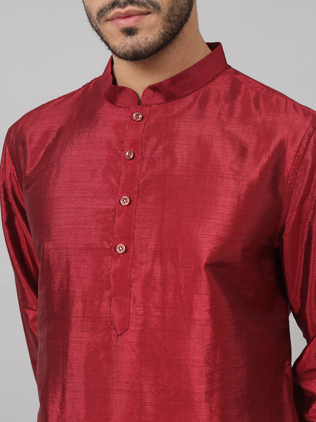 Zari Embroidered Silk Kurta by Hilo Design