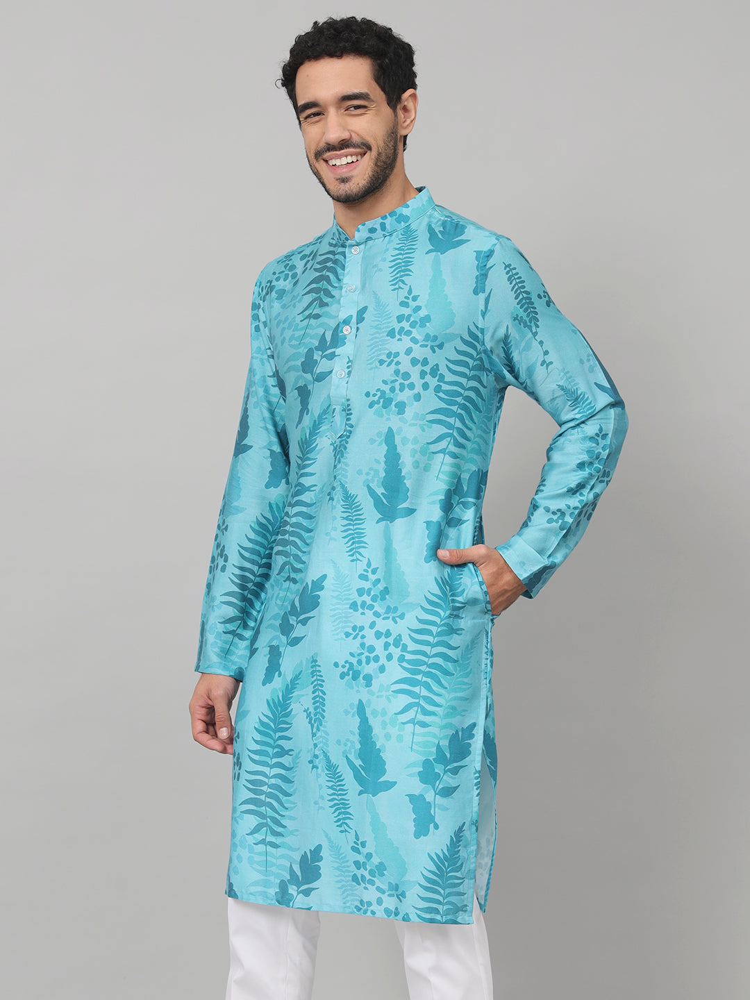 Breezy Leaves Print Cotton Kurta by Hilo Design