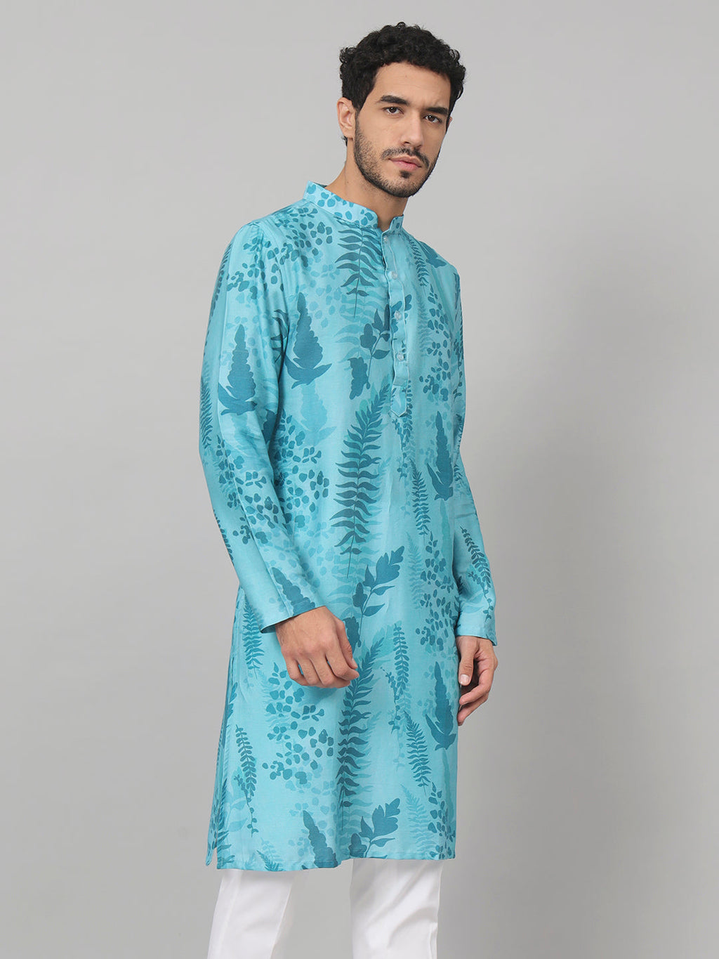 Breezy Leaves Print Cotton Kurta by Hilo Design