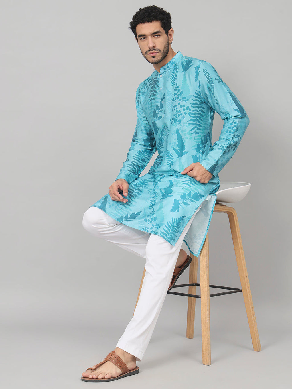 Breezy Leaves Print Cotton Kurta by Hilo Design
