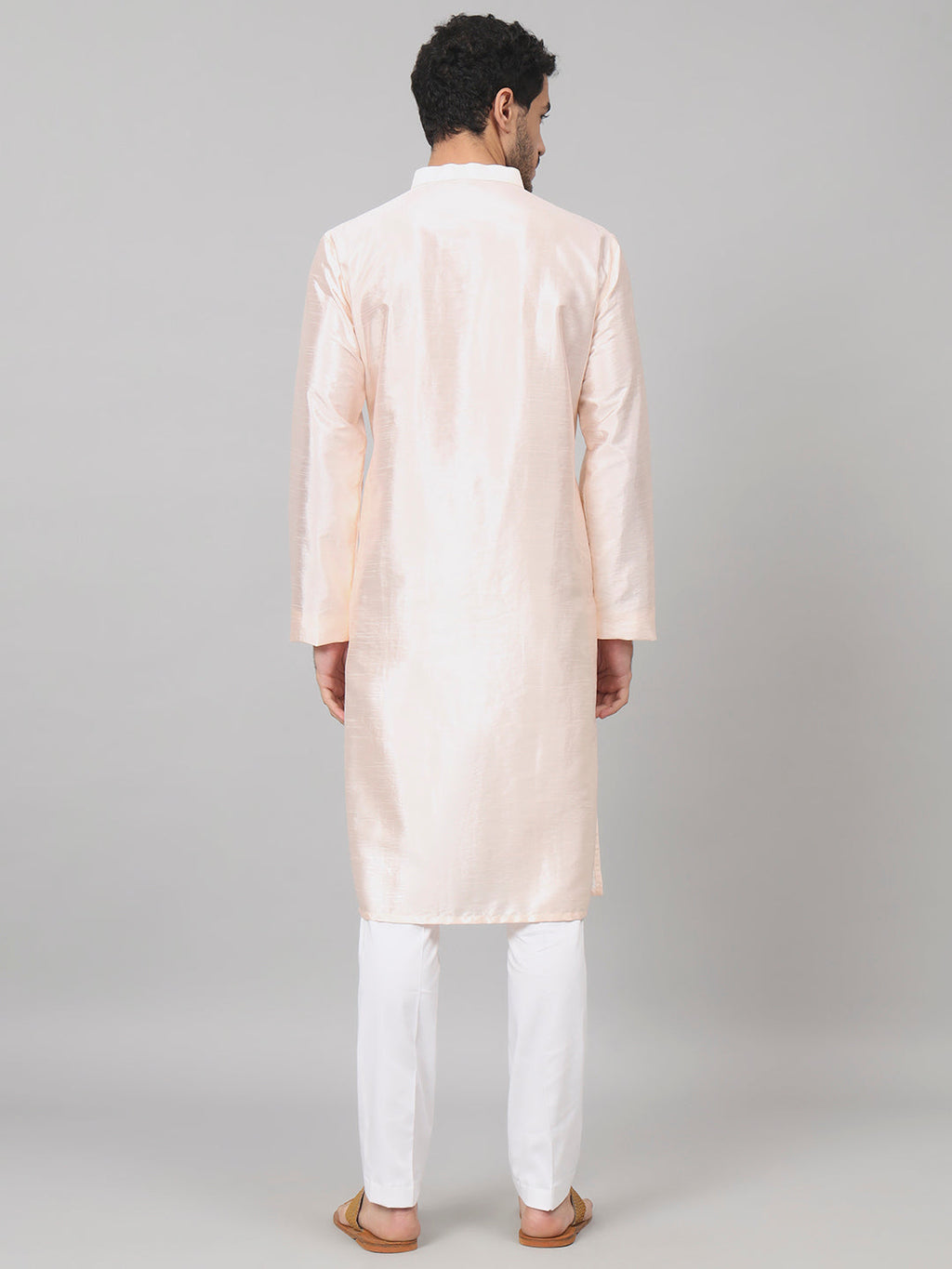 Pastels Neckline Embroidered Silk Kurta by Hilo Design