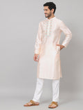 Pastels Neckline Embroidered Silk Kurta by Hilo Design