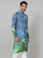 Tree Bark Classy Print Silk Kurta by Hilo Design