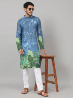 Tree Bark Classy Print Silk Kurta by Hilo Design