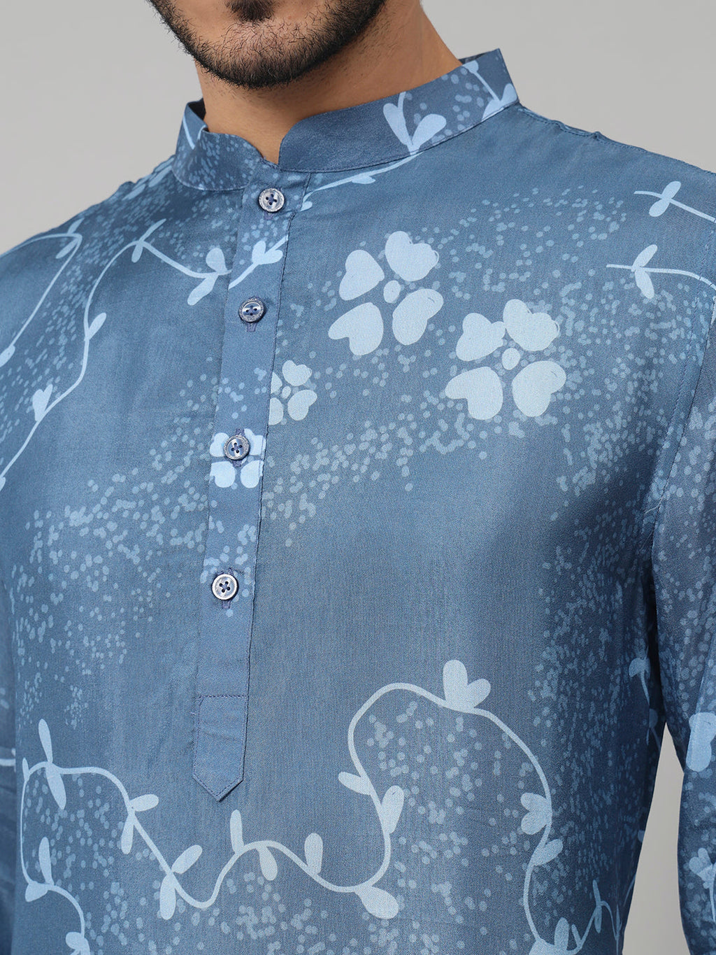 Tree Bark Classy Print Silk Kurta by Hilo Design