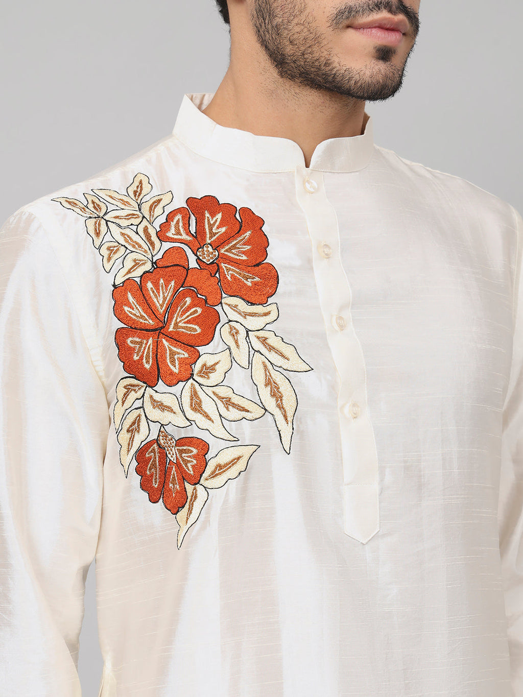 Gilded Burst Classic Silk Kurta by Hilo Design