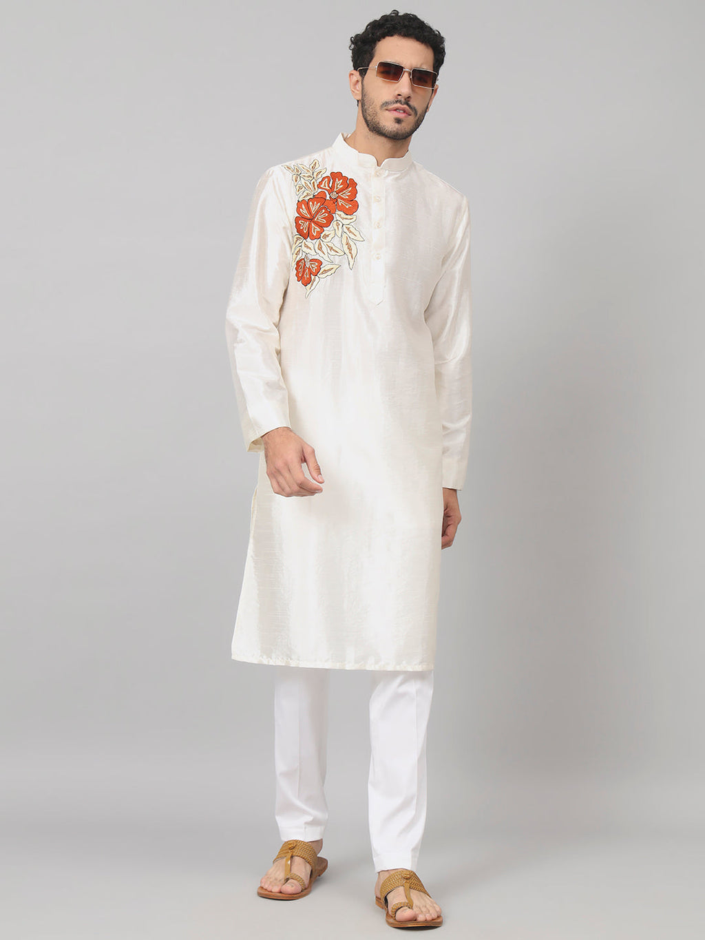 Gilded Burst Classic Silk Kurta by Hilo Design