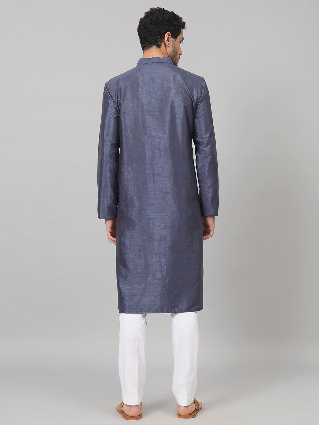 Classic Silk Kurta With Motif Embroidery by Hilo Design