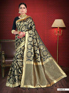 Vardha Black Woven Banarasi Saree