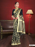 Vardha Black Woven Banarasi Saree