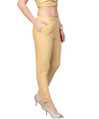 Juniper Women Gold Cotton Flex Solid Slim Fit Pant/Slim Pant - Distacart