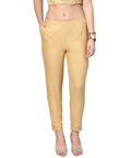 Juniper Women Gold Cotton Flex Solid Slim Fit Pant/Slim Pant - Distacart