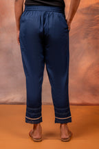 Juniper Navy Solid Cotton Flex Slim Fit Women Pants With One Pocket - Distacart