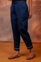 Juniper Navy Solid Cotton Flex Slim Fit Women Pants With One Pocket - Distacart