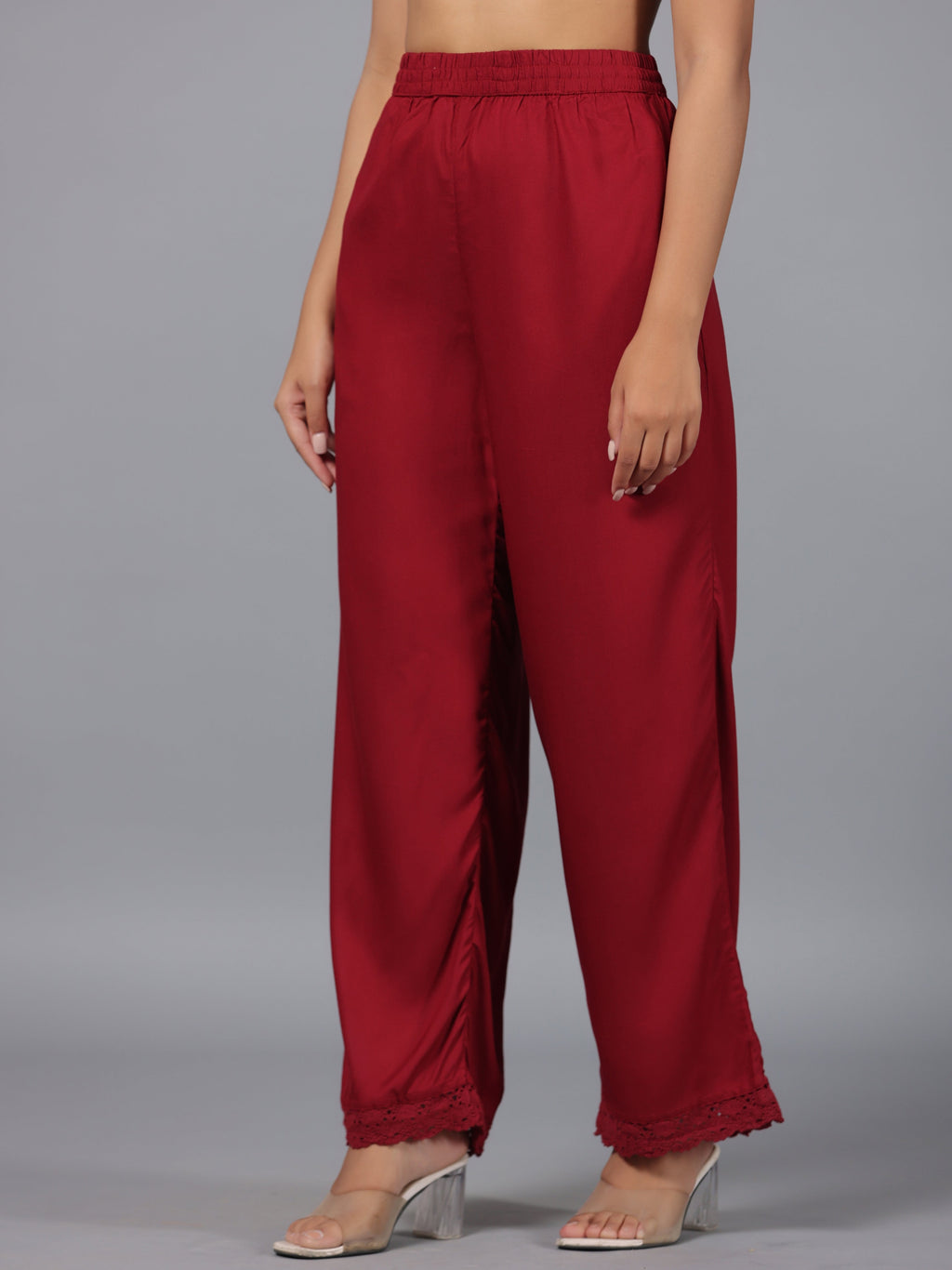 Juniper Women Maroon Rayon Palazzo