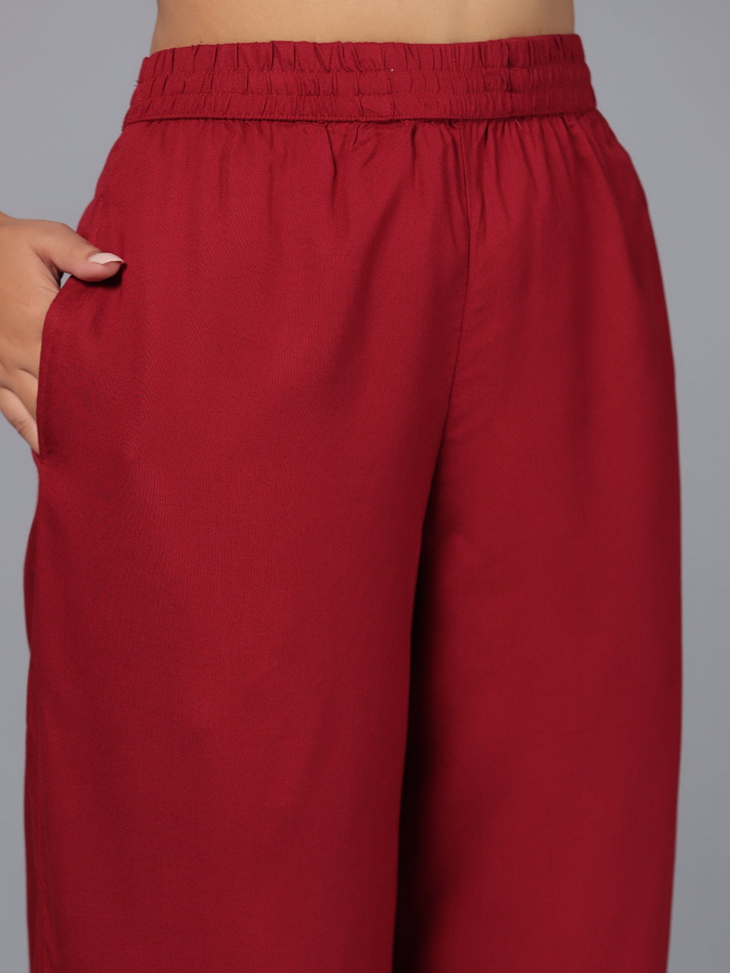 Juniper Women Maroon Rayon Palazzo
