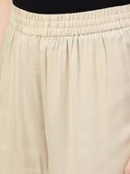 Juniper Beige Solid Rayon Wide Leg Women Palazzo With One Pocket