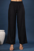 Juniper Women Black Rayon Solid Wide Leg Palazzo - Distacart