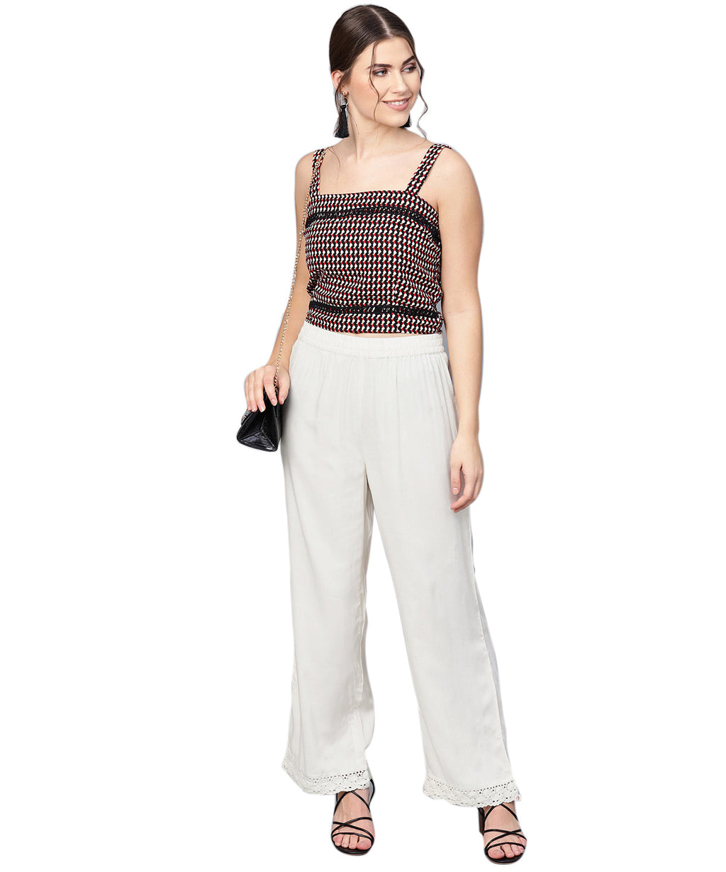 Juniper Women Offwhite Rayon Solid Wide Leg Palazzo - Distacart